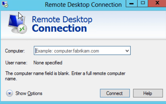 A screenshot of Microsoft's Remote Desktop Client